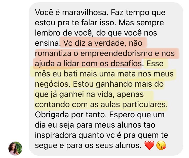 Depoimento de aluna 1 da Formação de Professores de Idiomas