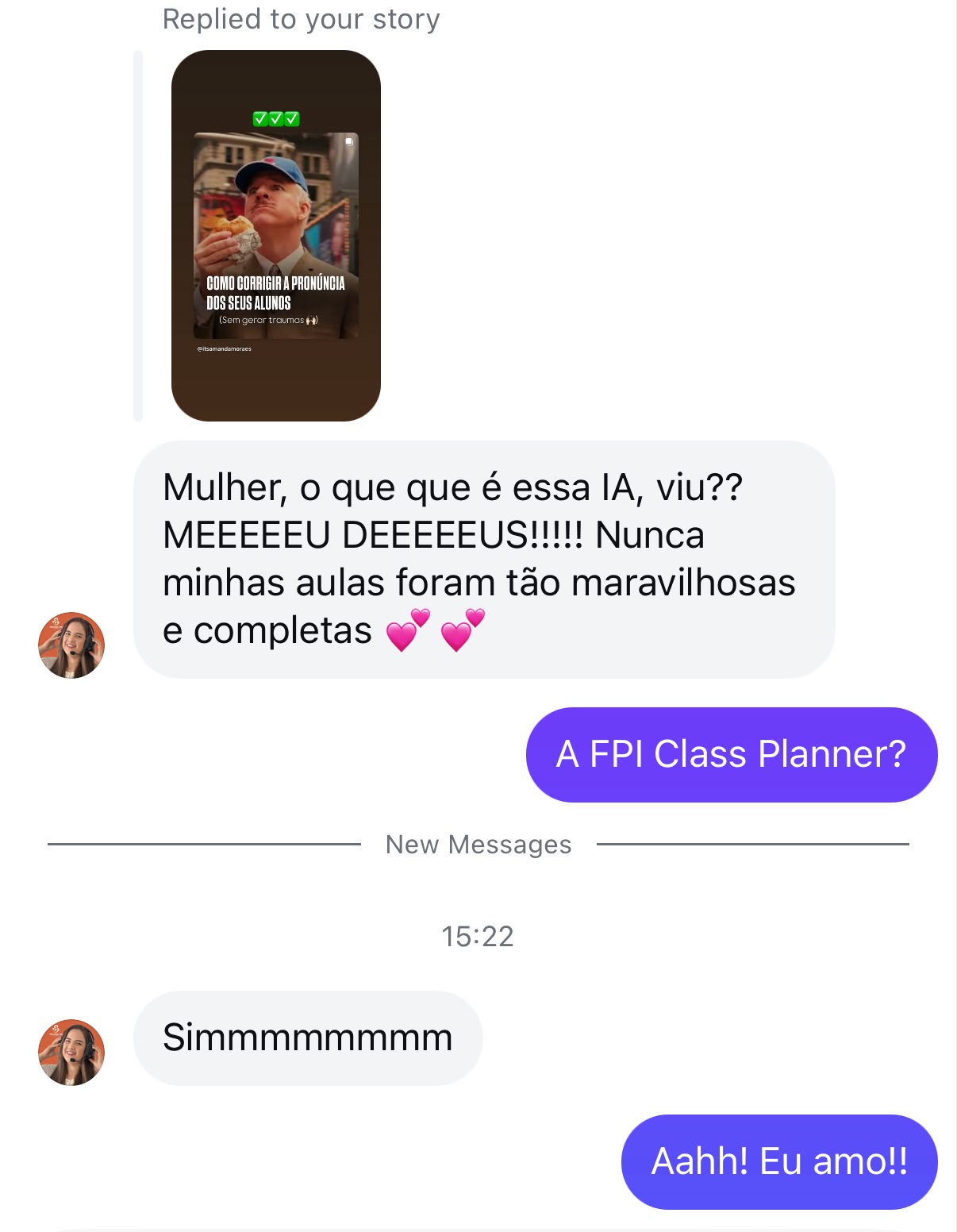 Depoimento de aluna 11 da Formação de Professores de Idiomas