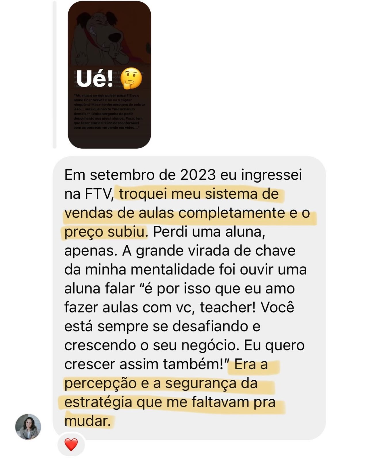 Depoimento de aluna 8 da Formação de Professores de Idiomas