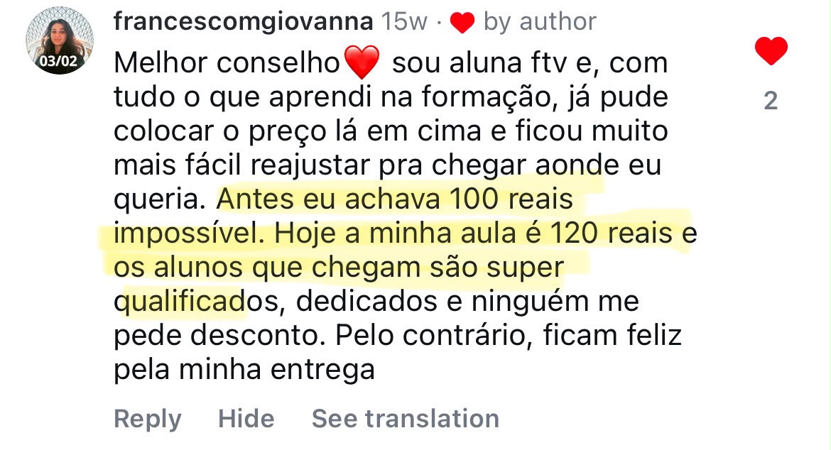 Depoimento de aluna 16 da Formação de Professores de Idiomas